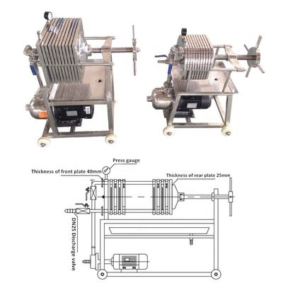 25kg Stainless Steel Multi Layer Plate Frame Filter Press with Square Gasket Seal Type