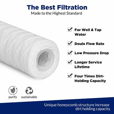 2.5" x 1um PP String Wound Water Filter Cartridges 10*10*30cm Heavy-Duty Performance