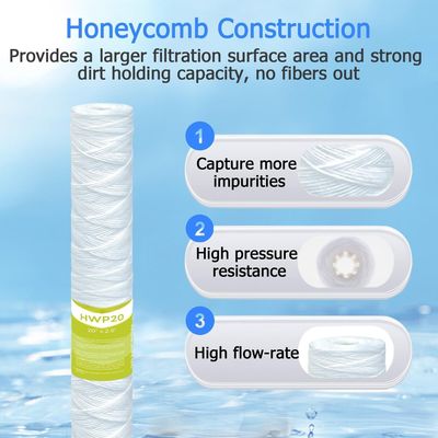 2.5" x 1um PP String Wound Water Filter Cartridges 10*10*30cm Heavy-Duty Performance