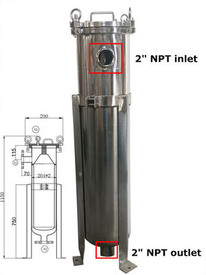 Advert Eyebolt Multibag 24 Bags Stainless Steel Filter Housing with 62KG Weight