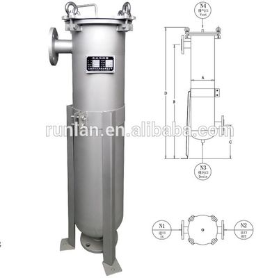 Stainless Steel 304 Multi Bag Filter Housing Ideal for Oil Filtration in Cylinder Shape