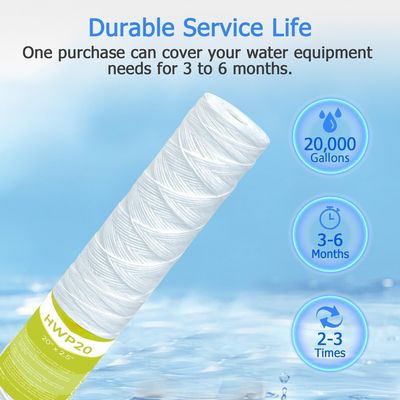 PP 0.5 Micron String Wound Filter Cartridge 115mm Diameter for 500L/Hour Productivity
