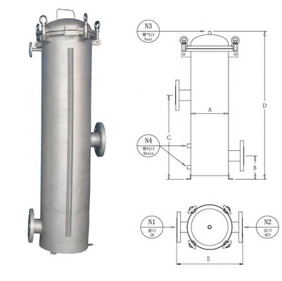 SS304/SUS316L Chemical Precision Cartridge Filter Housing with 1.0Mpa Design Pressure